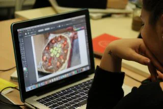 student using adobe