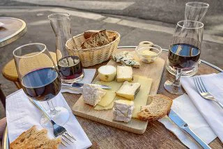 Cheese, wine and bread