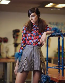 Larissa Marchiori in Color Blocking by Benjamin Kanarek for ELLE