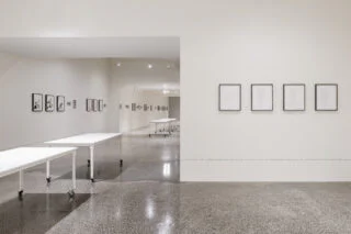 Honi Ryan, 'Silent Dinners: Memories of Silence', exhibition view. Automatic paintings, photographic and text performance documentation.