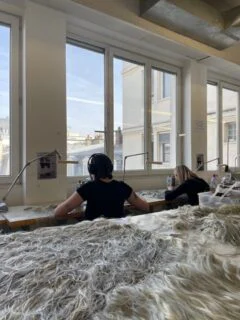 Behind the scene images courtesy of @pariscollegeofart faculty